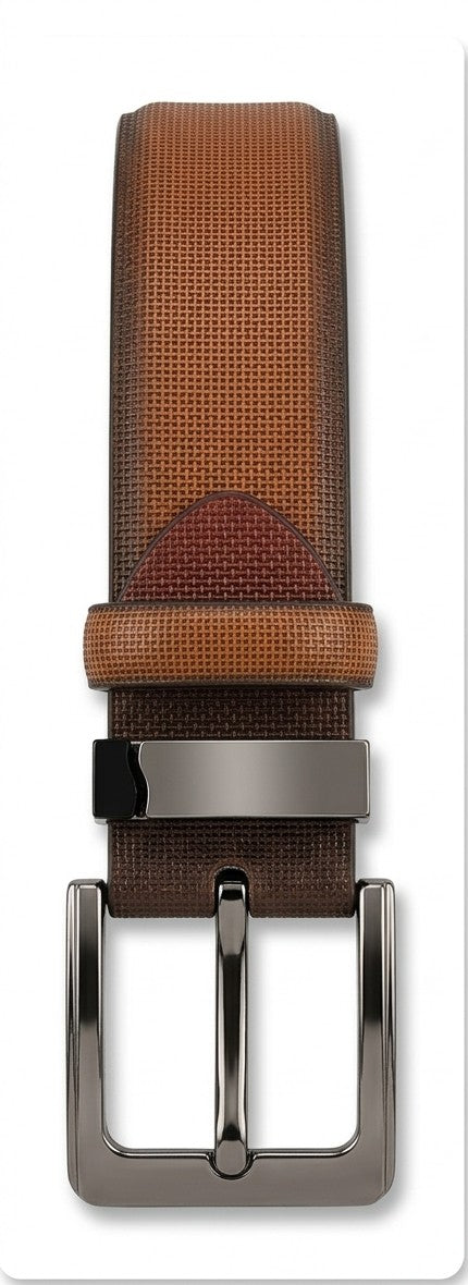 Premium Textured Brown Leather Belt for Men – Elegant Casual & Formal Belt