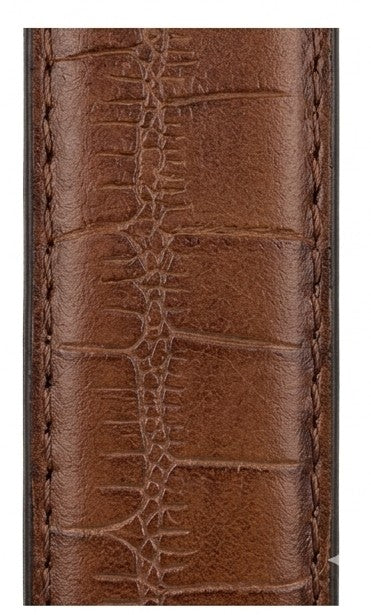 Luxury Crocodile Texture Brown Leather Belt for Men