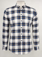 Men’s Blue & White Checkered Casual Shirt – Slim Fit Plaid Button Down Shirt for Men