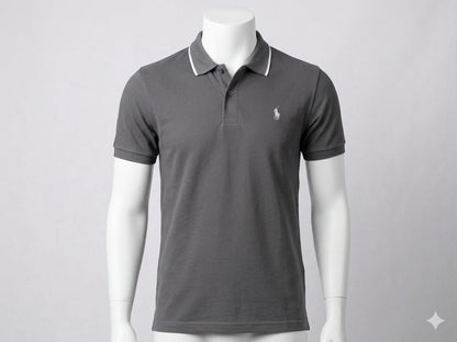 Men’s Premium Grey Polo Shirt – Casual Slim Fit Cotton Polo Tee