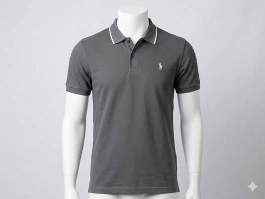 Men’s Premium Grey Polo Shirt – Casual Slim Fit Cotton Polo Tee