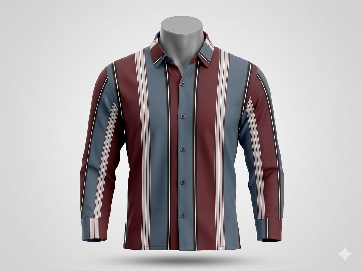 Men’s Premium Vertical Striped Casual Shirt – Modern Fit Full Sleeves