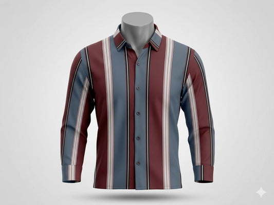 Men’s Premium Vertical Striped Casual Shirt – Modern Fit Full Sleeves