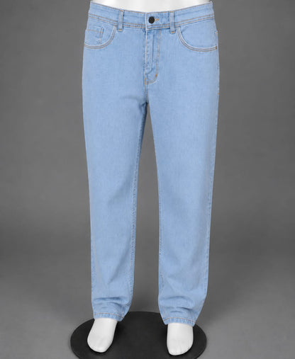Men’s Light Blue Relaxed Fit Jeans – Premium Straight Fit Denim Pants for Men