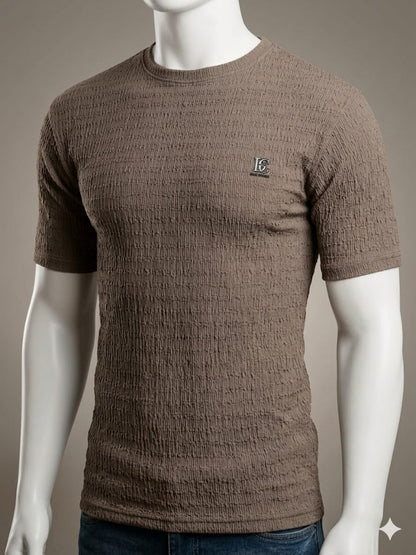 Charcoal Textured Premium Half Sleeve T-Shirt