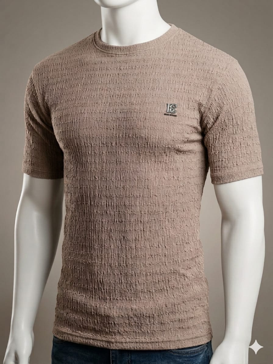 Charcoal Textured Premium Half Sleeve T-Shirt